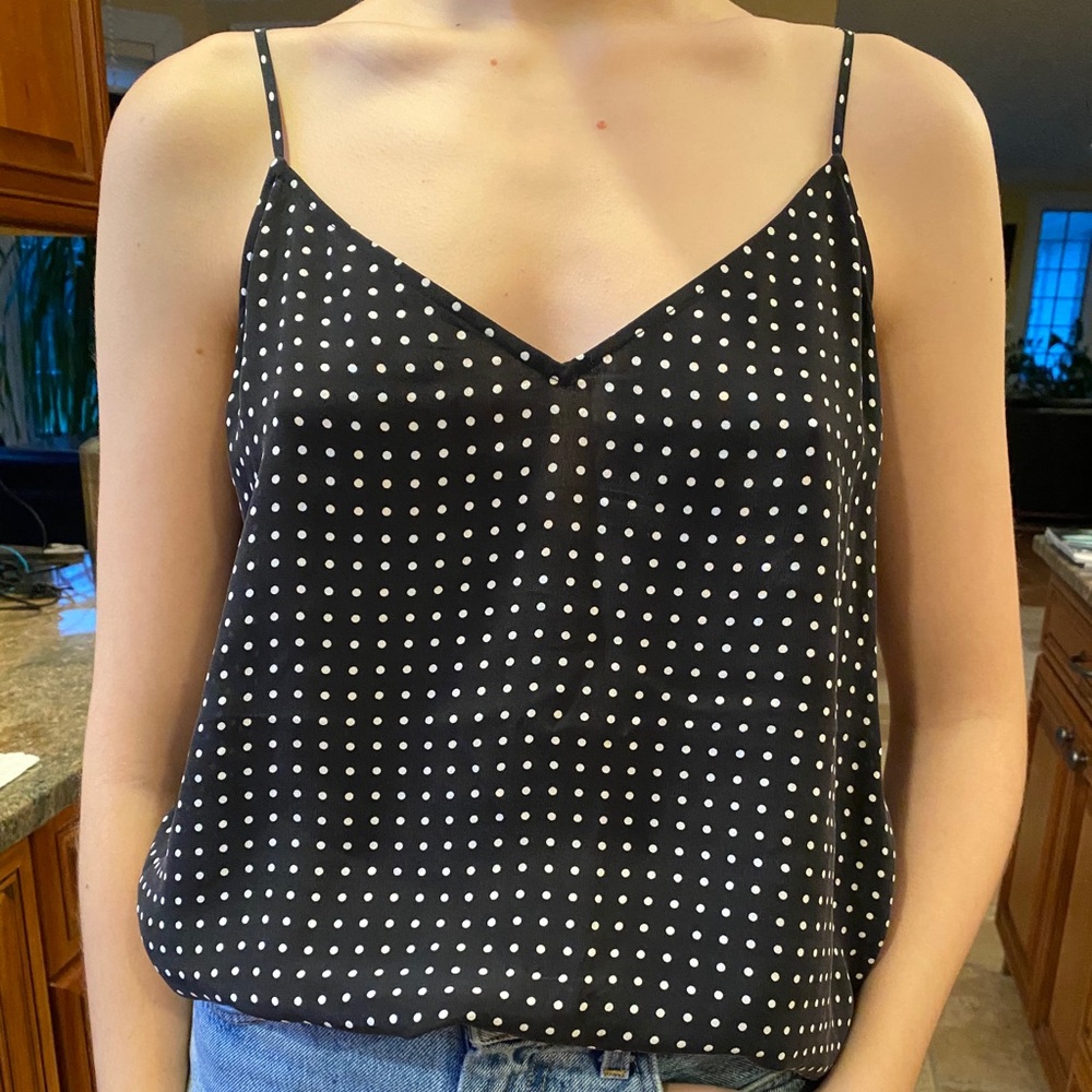 Navy polka dot 100% silk camisole